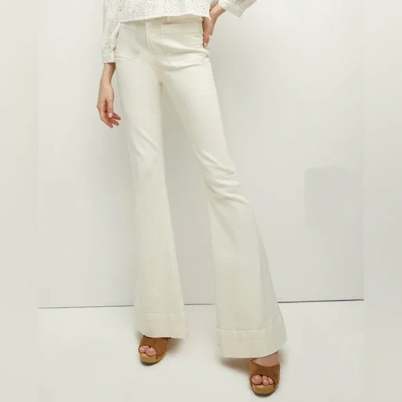 Veronica Beard Sheridan Exaggerated Flare Jeans Beige - Picture 2 of 4